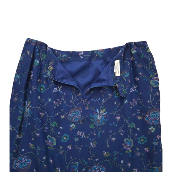 Liz Claiborne Blue Floral Print Faux Wrap Short Skirt. 100% Silk. Lined. Plus 16 - Picture 4 of 8